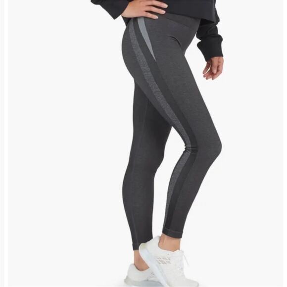 New SPANX Seamless Track Stripe Legging Gray Black Graphite Dust Womens sz M - Picture 1 of 9